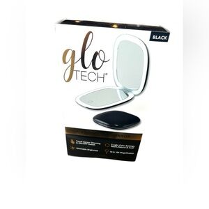 Glo-Tech LED Compact Mirror - Black - 1X / 10X Rechargeable Handheld